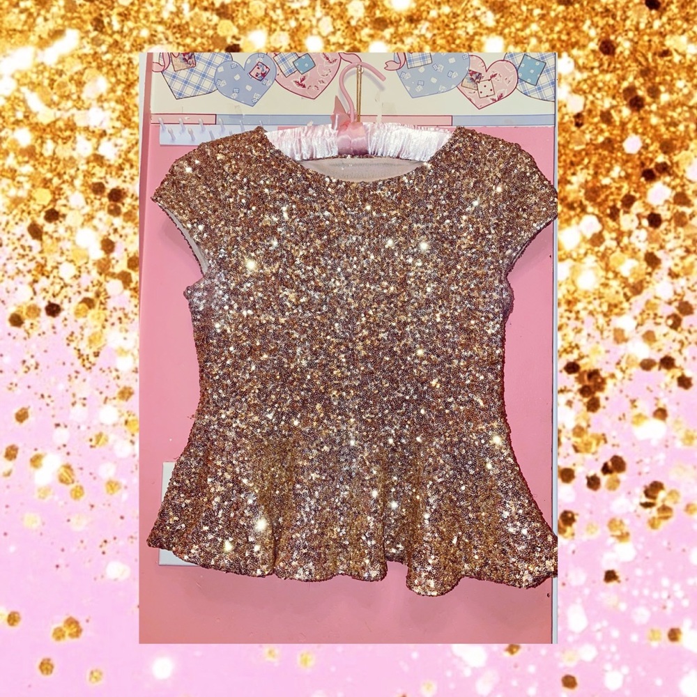 Bebe gold sequin peplum top